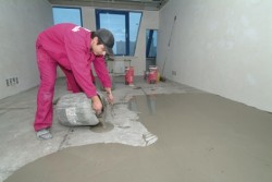 Préparation du sol en béton