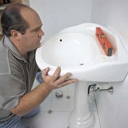 installation de lavabo sur pied