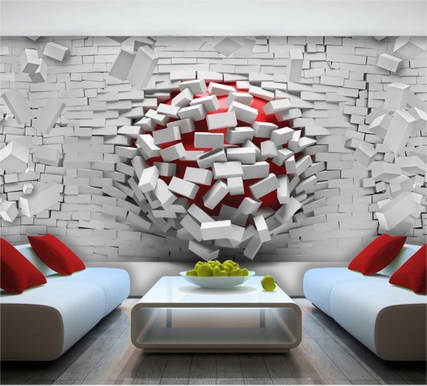 Peinture murale 3D à l'intérieur: 8 conseils pour choisir et utiliser + photo